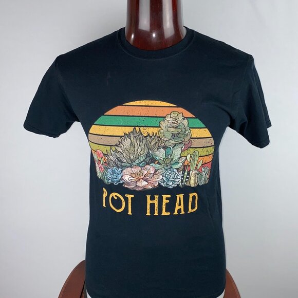 Pot Head T-Shirt Mens Stoner Burnout Weed Unique Weird Happy Funny M - Picture 1 of 6